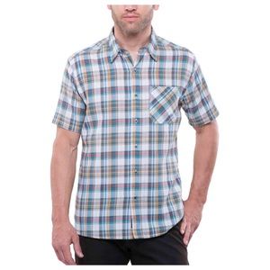 KUHL Tropik Short Sleeve 100% Organic Cotton Shirt, Plaid, Size Large